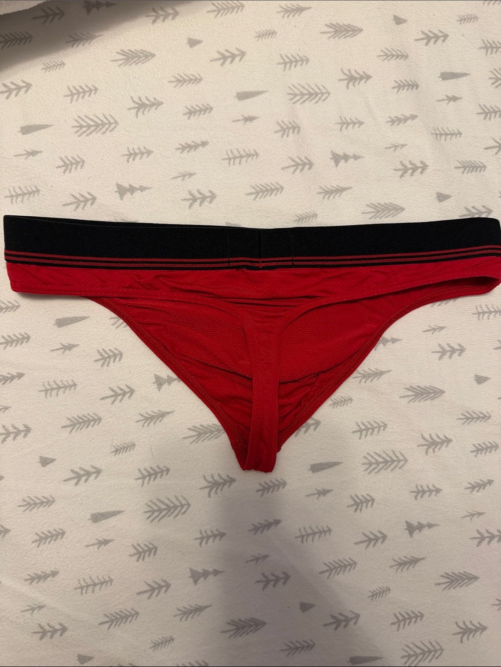 Emporio Armani Red Thong with Black Logo Waistband - Picture 2 of 2